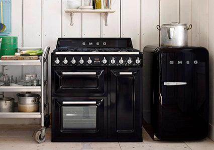 Falcon premium European Glass Black Upright 1100mm Induction Cooker in stylish kitchen setting