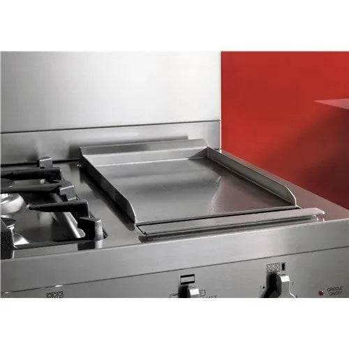 Falcon premium European Glass Black Upright 1100mm Induction Cooker with sleek stainless steel finish and control knobs