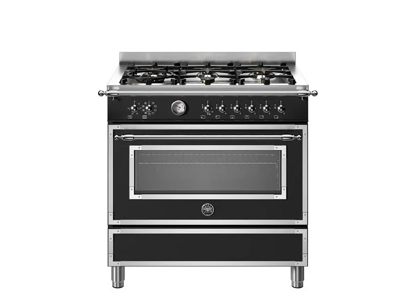 Falcon premium European glass black upright 1100mm induction cooker with gas burners and oven
