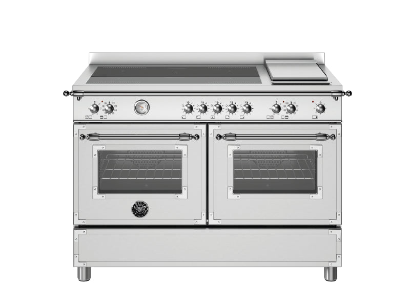 Bertazzoni Heritage 120cm Range Cooker - Induction Top + Griddle Double Electric Oven HER125I2E