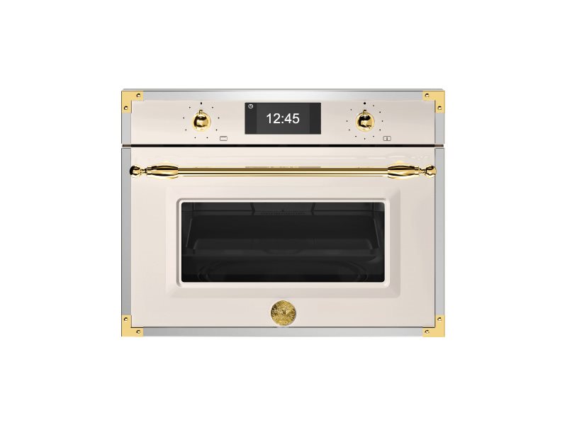 Bertazzoni 45cm Heritage Combi-Microwave Oven in avorio with gold finishes