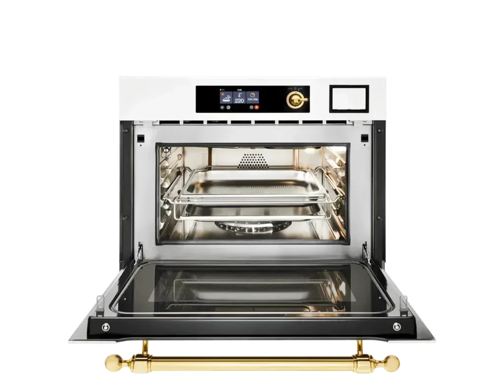 Falcon premium European Glass Black Upright 1100mm Induction Cooker with open oven door