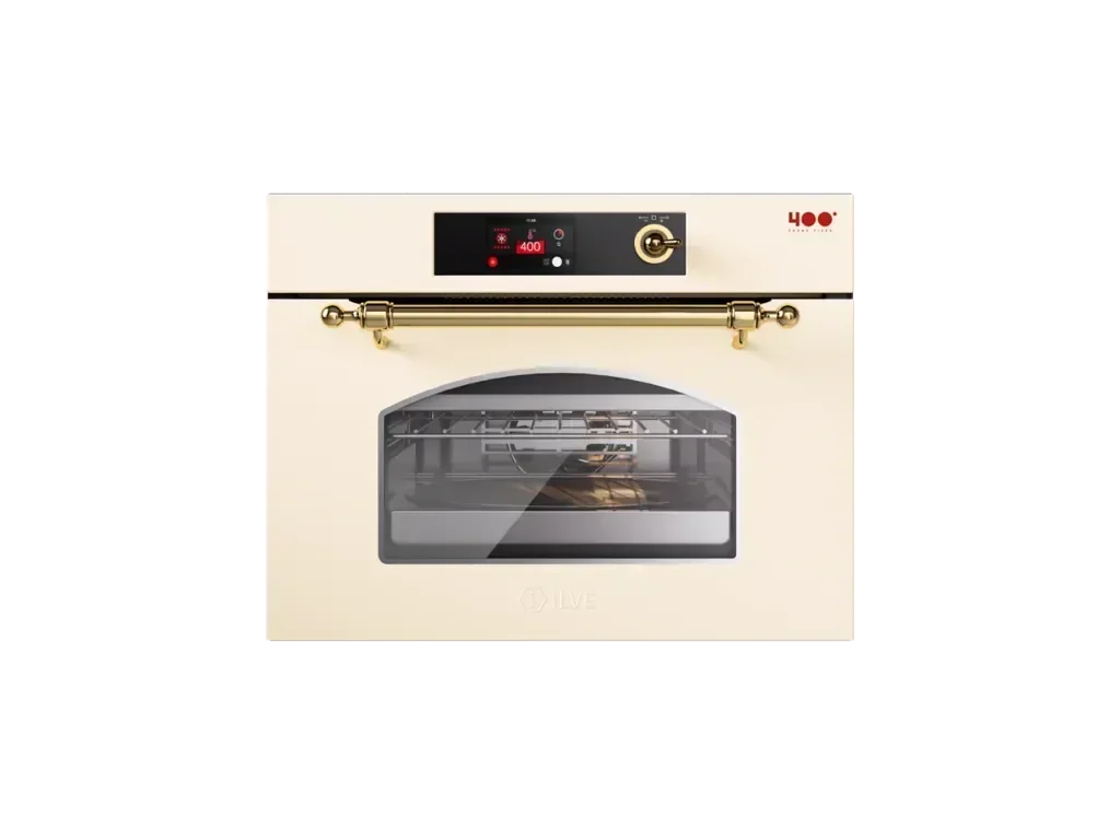 Premium European glass black upright induction cooker with gold handle and control panel