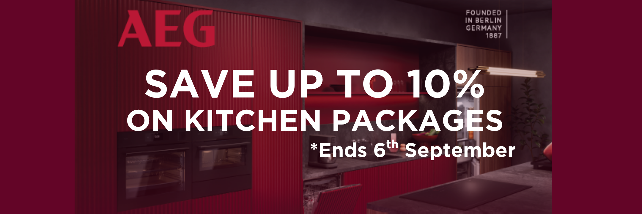 AEG kitchen package offer. Save up to 10% t&c's apply offer ends 6th September