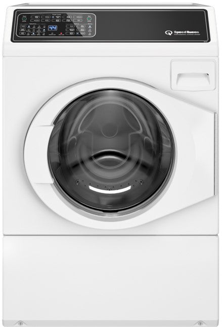 Speed Queen front load washer with digital control panel and white finish