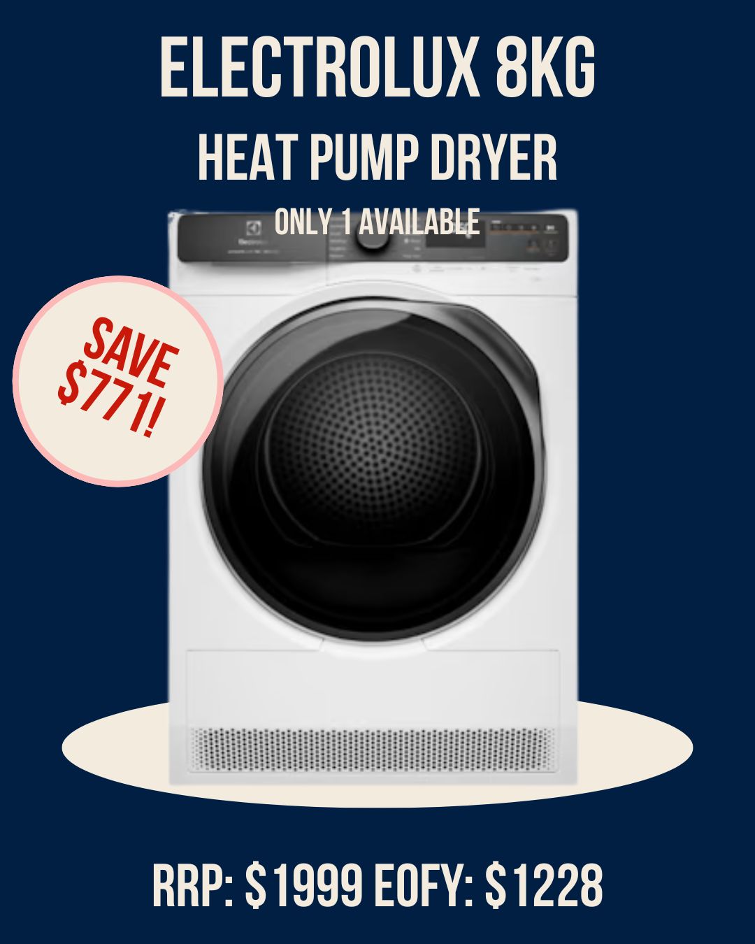 Electrolux 8kg Heat Pump Dryer EDH903R7WC - 3D Sense UltimateCare 700 *Ex-Display*