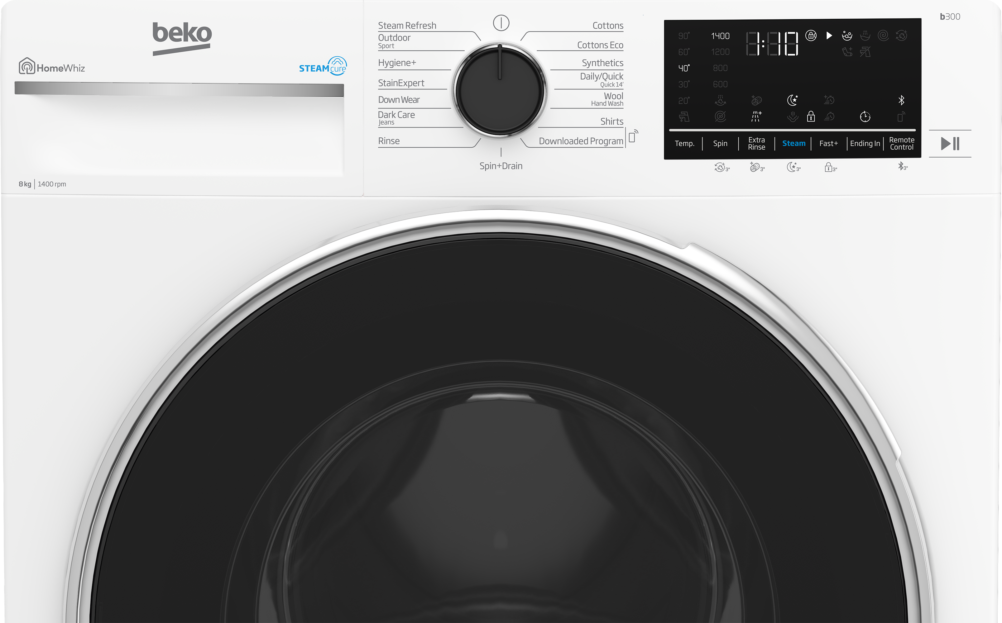 Beko 8kg Washer BFLB8020W with SteamCure & Bluetooth Connection