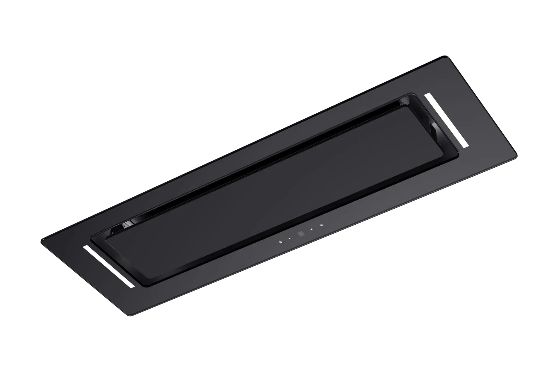 Schweigen 90cm Undermount Rangehood Black Glass view from right angle