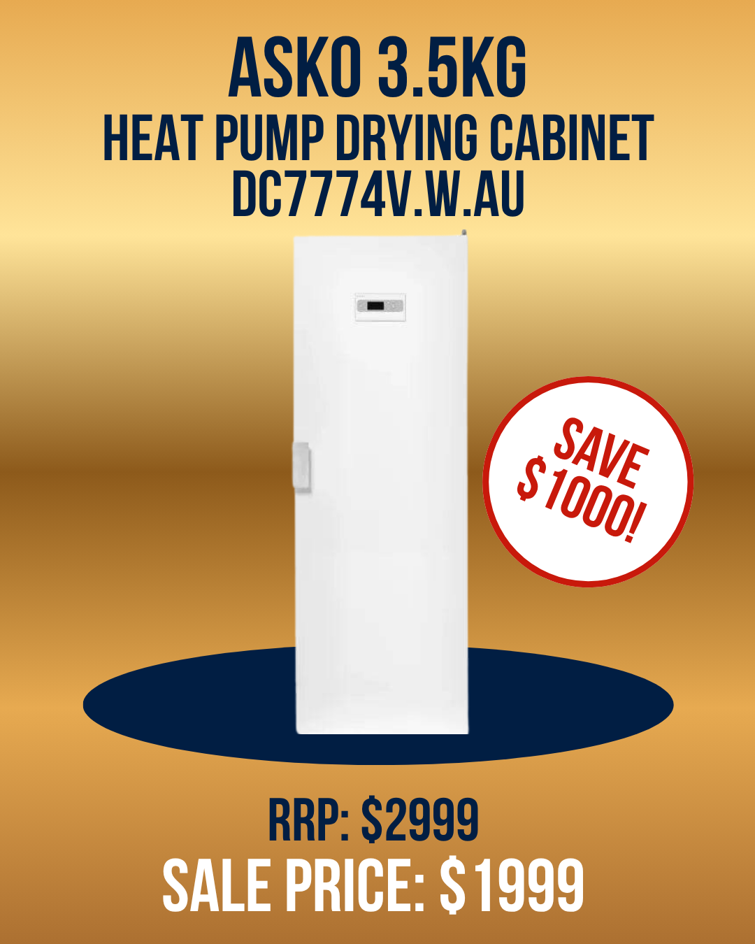 ASKO 3.5kg Freestanding Vented Drying Cabinet - White DC7774V.W.AU