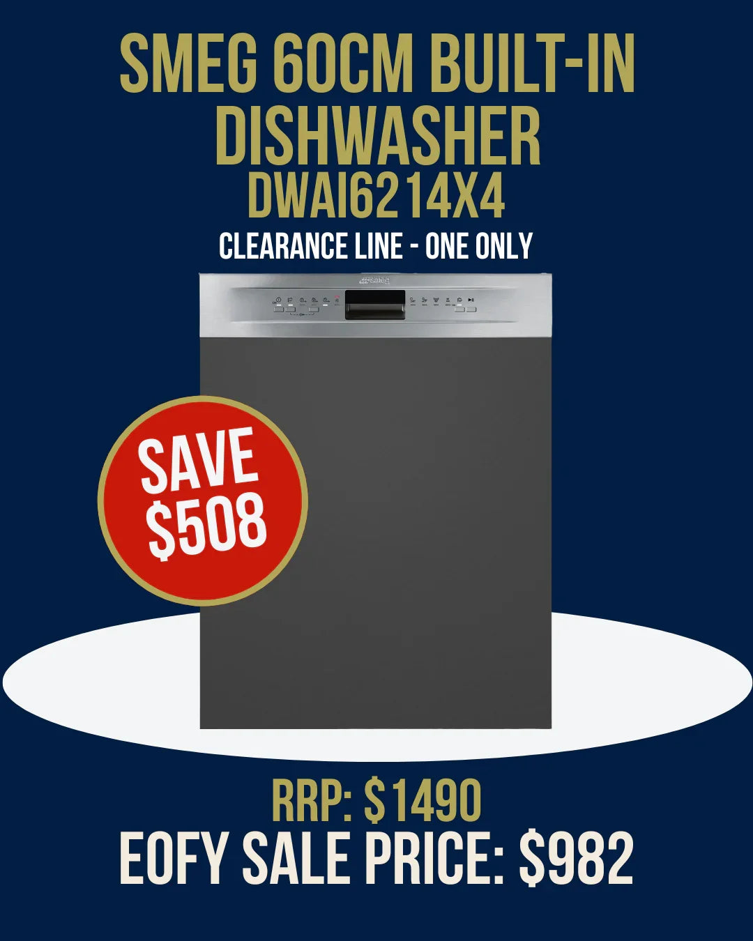 SMEG 60cm Built-In Dishwasher DWA16214X4 Clearance Sale Save $508