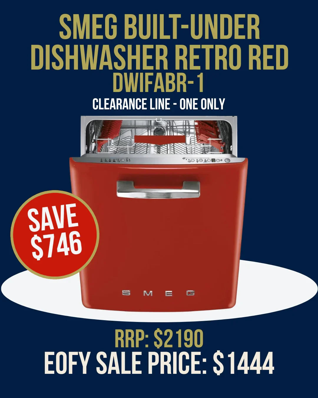 SMEG Retro Red Built-Under Dishwasher with Clearance Sale Offer
