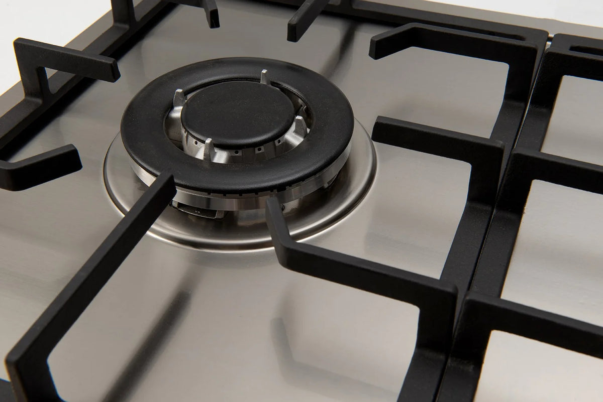 Euro 90cm Gas Cooktop E90CTWX triple ring wok burner on left.
