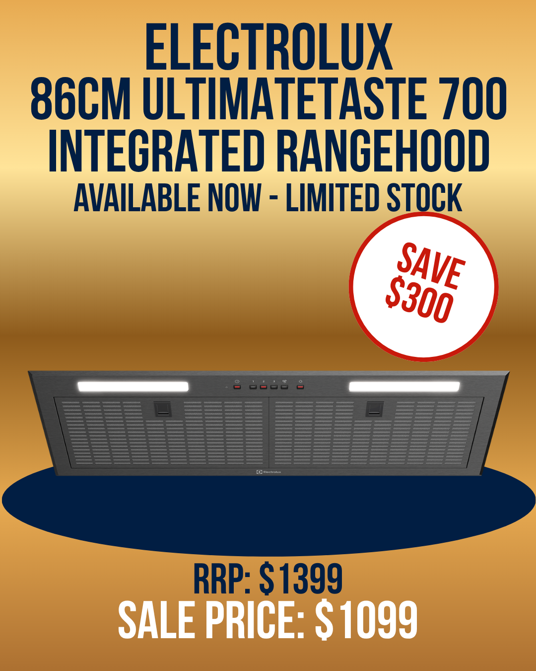 Electrolux Integrated Rangehood 86cm - Dark Stainless Steel ERI955DSE