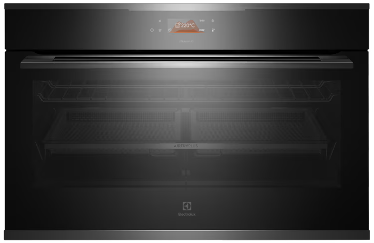 Electrolux 90cm Pyrolytic Oven EVEP916DSE a dark stainless steel oven with touch controls