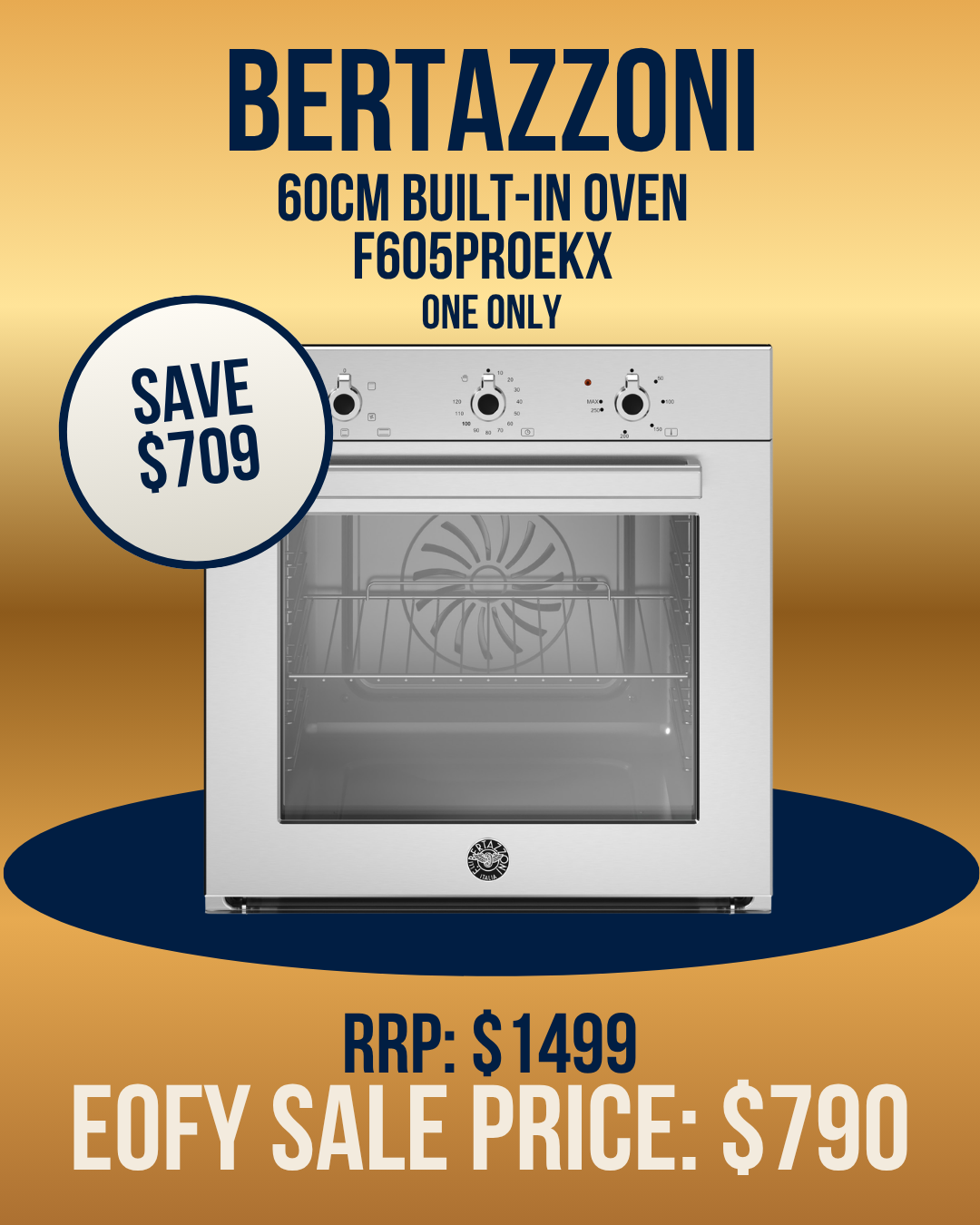 Bertazzoni 60cm Built-in Oven 5 Function Professional - F605PROEKX *Clearance Line*