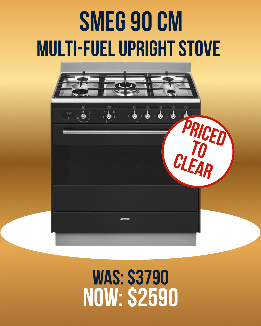 Smeg 90 cm Classic Multi-Fuel Upright Stove Anthracite - FS9606AS-1