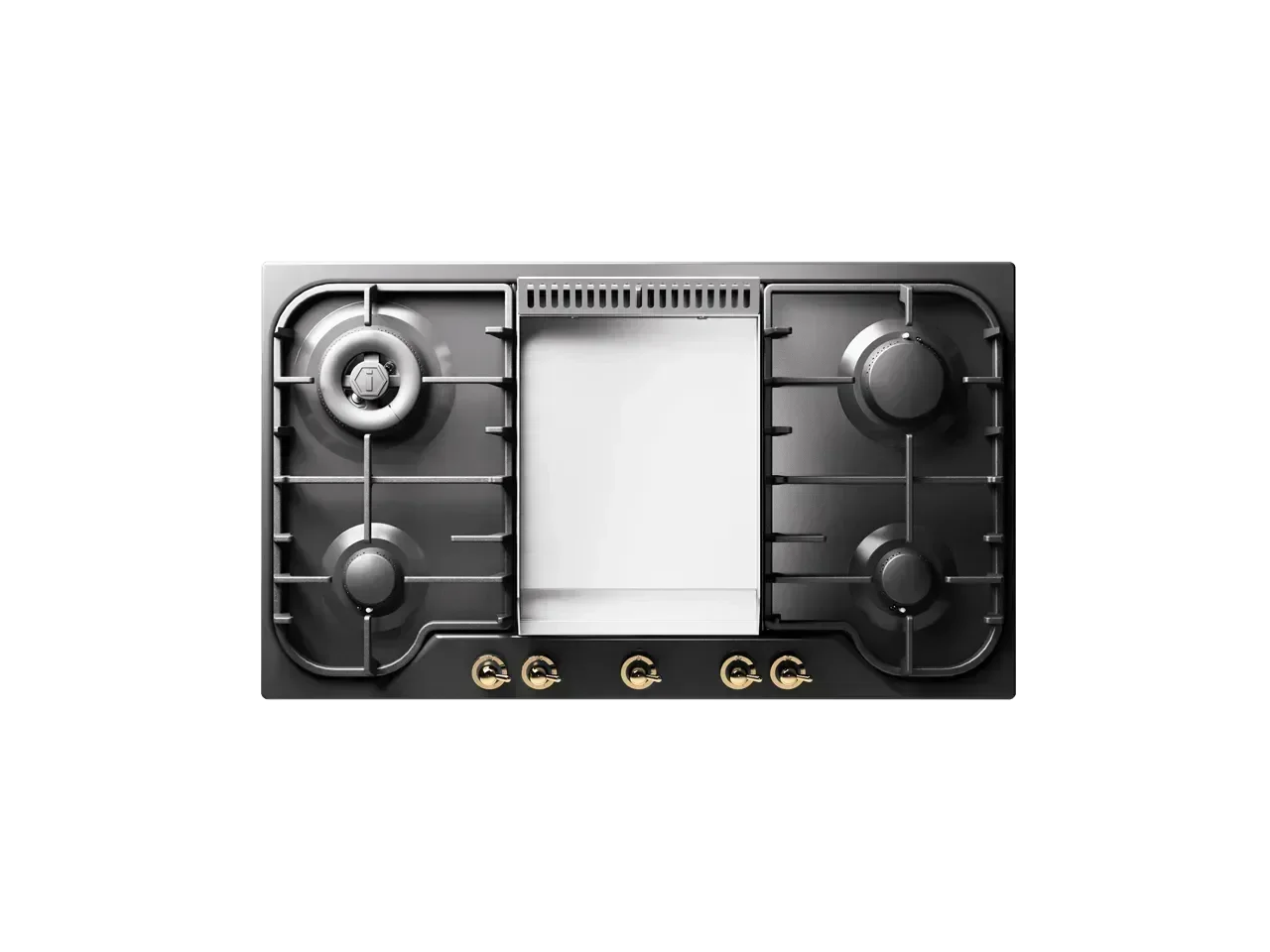 Falcon premium European glass black upright 1100mm induction cooker with brass knobs