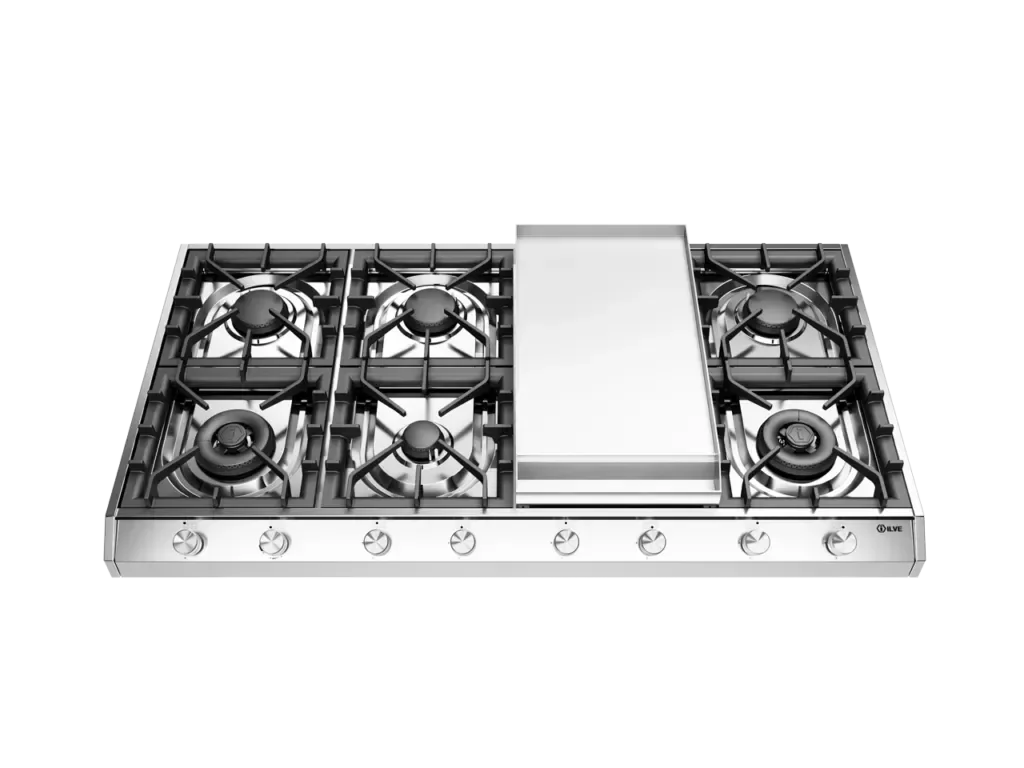 ILVE Professional Plus 120 cm freestanding gas hob 6 burners and fry top - Dual