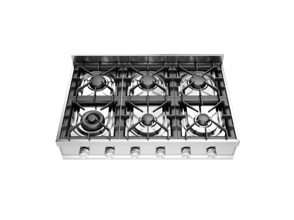 Falcon premium European Glass Black Upright 1100mm Induction Cooker with six burners and control knobs