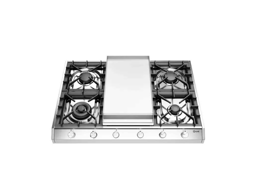 ILVE Professional Plus 90 cm freestanding gas hob 4 burners and fry top - Dual