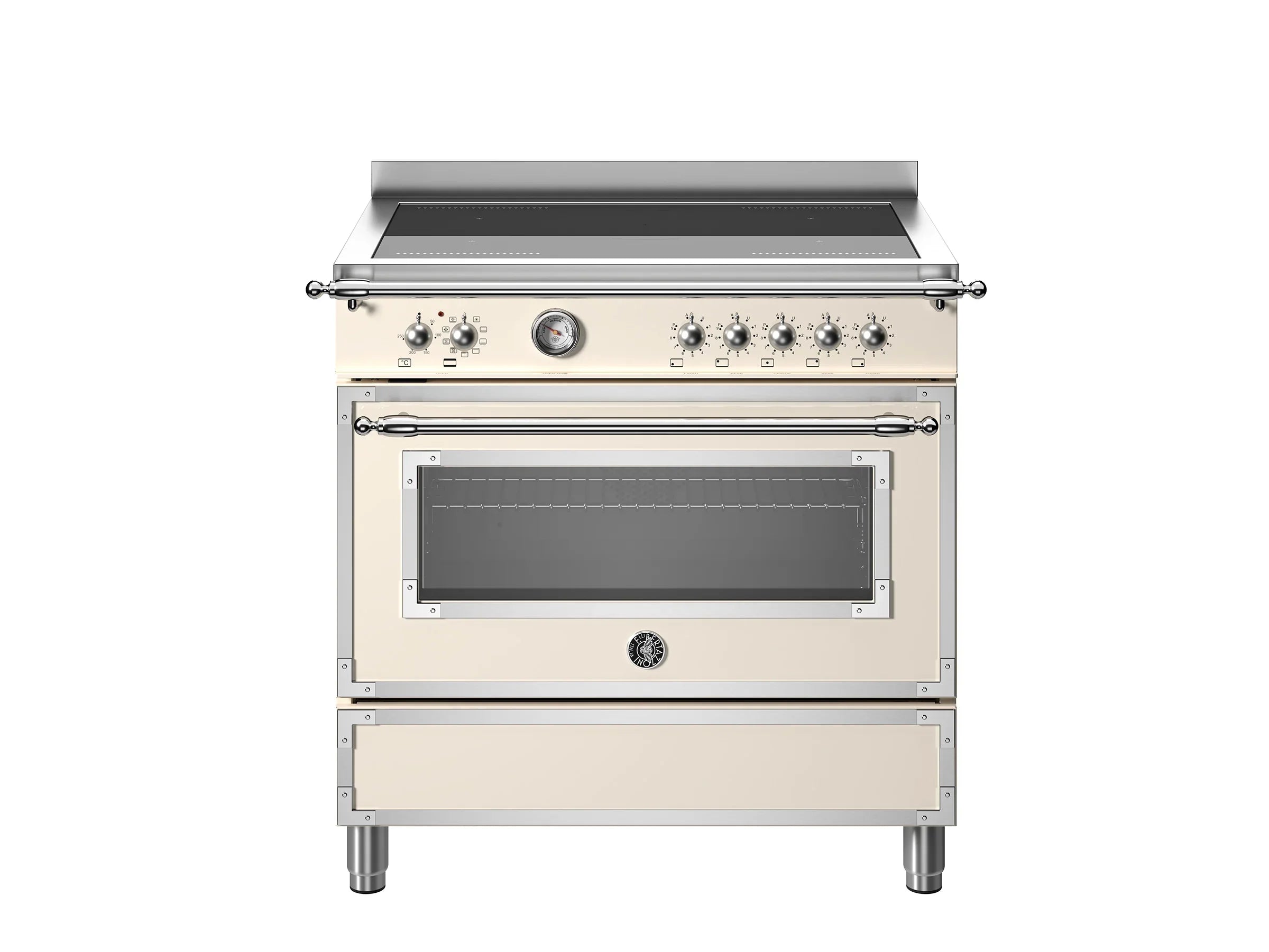 Falcon premium European glass black upright 1100mm induction cooker with cream finish