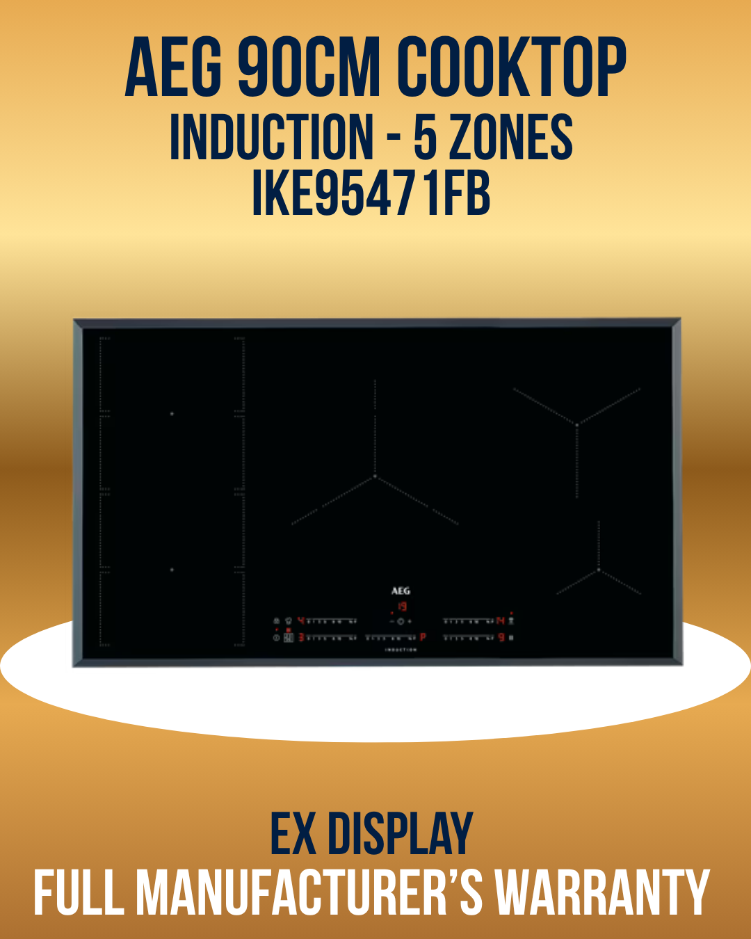 AEG 90cm Induction Cooktop IKE95471FB ex display, full manufacturer's warranty
