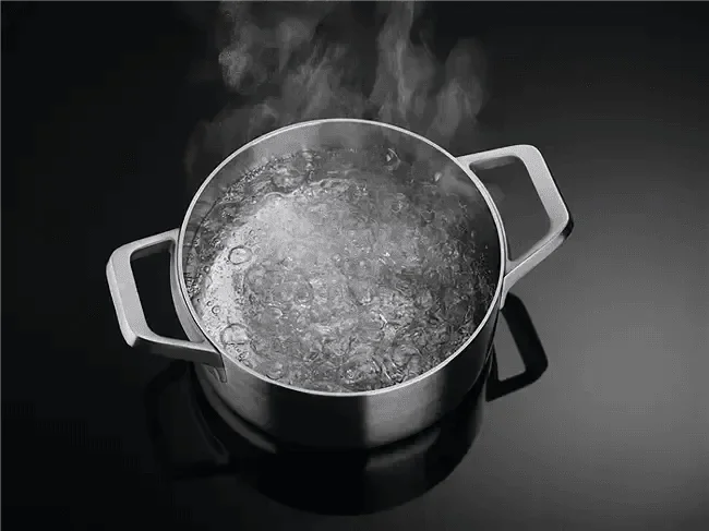 Pot boiling water on Falcon premium European Glass Black Upright 1100mm Induction Cooker