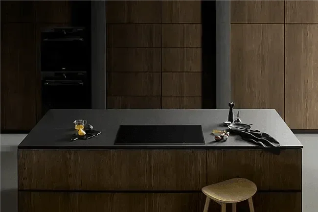 Falcon premium European glass black upright 1100mm induction cooker in modern kitchen