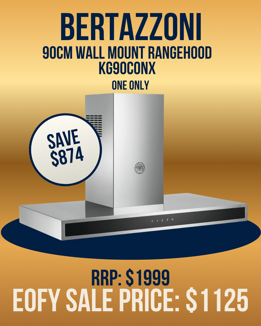 Bertazzoni 90cm Wall Mount Rangehood - KG90CONX *Ex Display