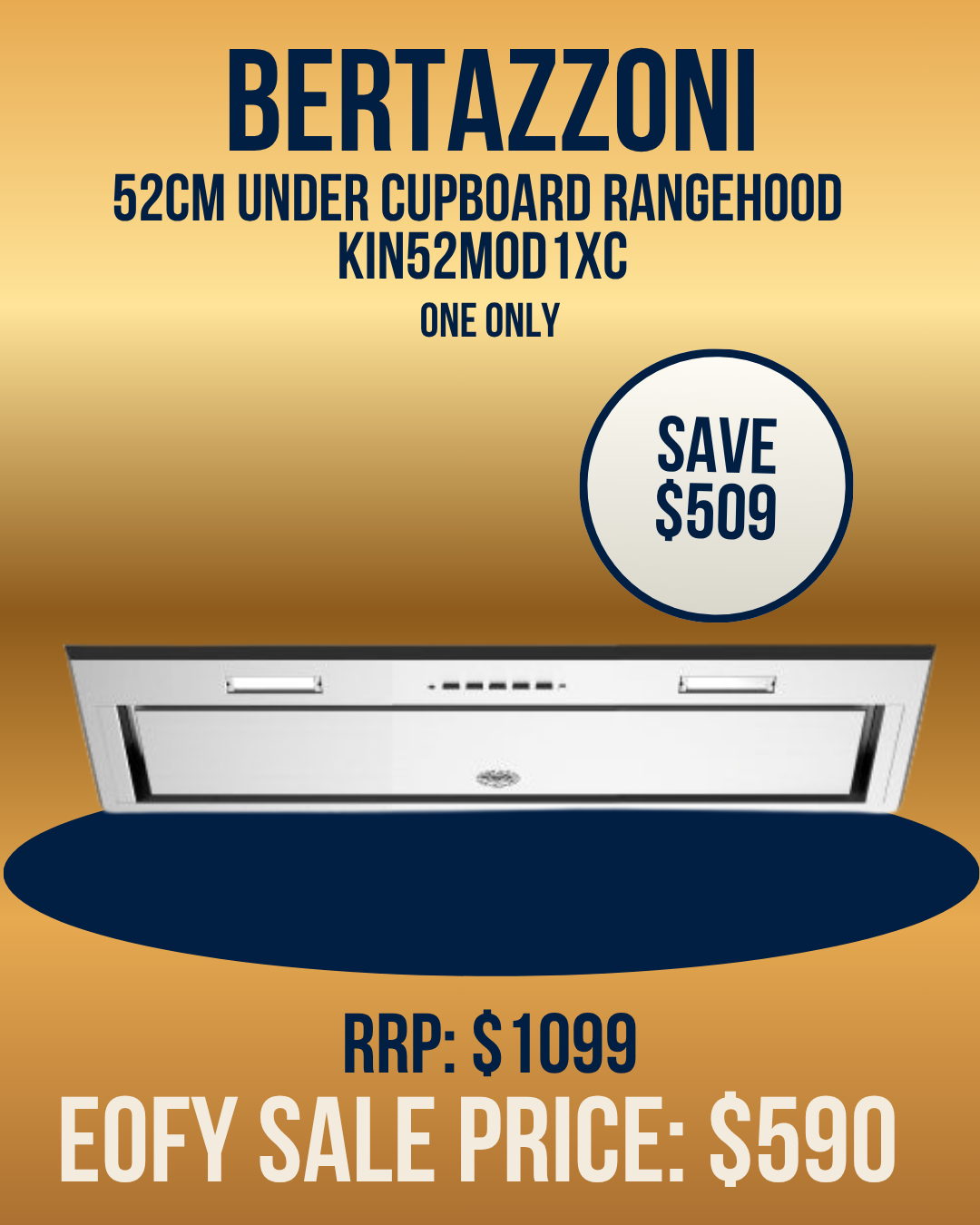 Bertazzoni 52cm Built-in Rangehood - KIN52MOD1XC *Ex-display*