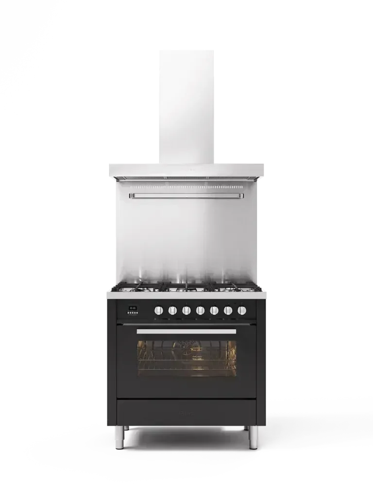 Falcon premium European glass black upright 1100mm induction cooker with oven and stovetop