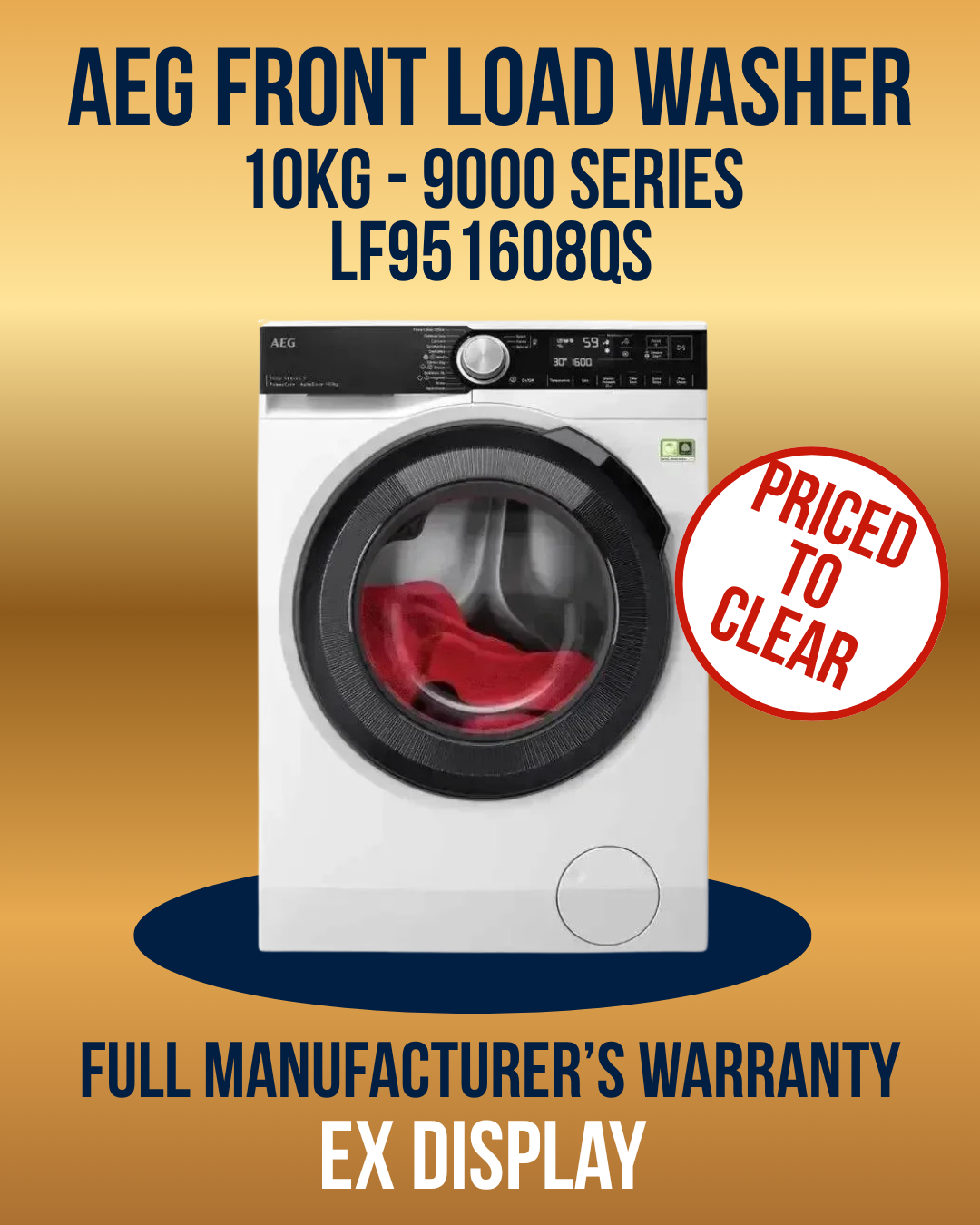 AEG 9000 Series 10kg Front Load Washer - LF9516O8QS