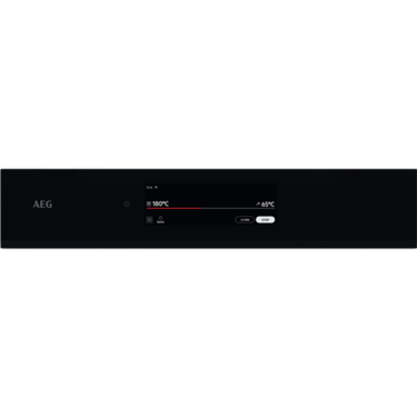 AEG 60cm Pyrolytic Oven Black NBT9P831AB close up of control panel.