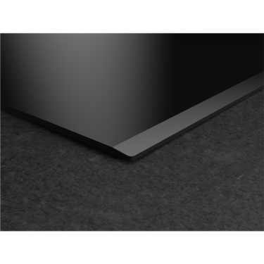 AEG 80cm Induction Cooktop NIH85M30FB close up of bevelled edge.