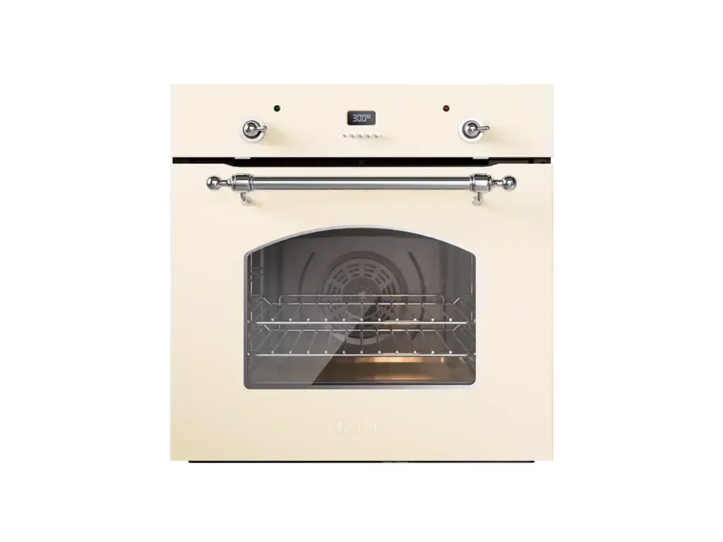 Falcon European Glass Black Upright 1100mm induction cooker with visible oven door and knobs