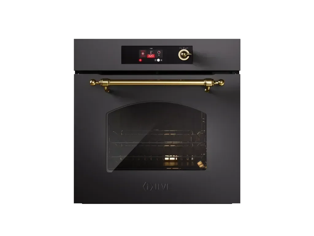 Falcon premium European glass black upright 1100mm induction cooker with gold handle and digital display