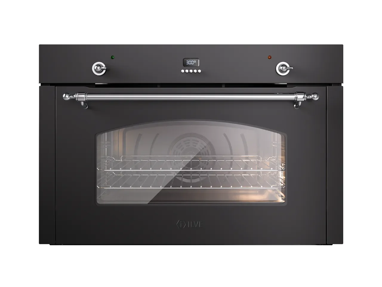 Falcon premium European glass black upright 1100mm induction cooker with digital display and chrome handle