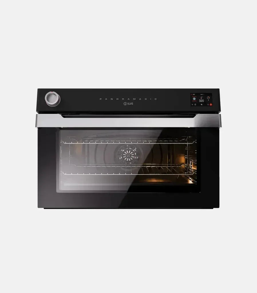 Falcon premium European glass black upright 1100mm induction cooker with digital controls