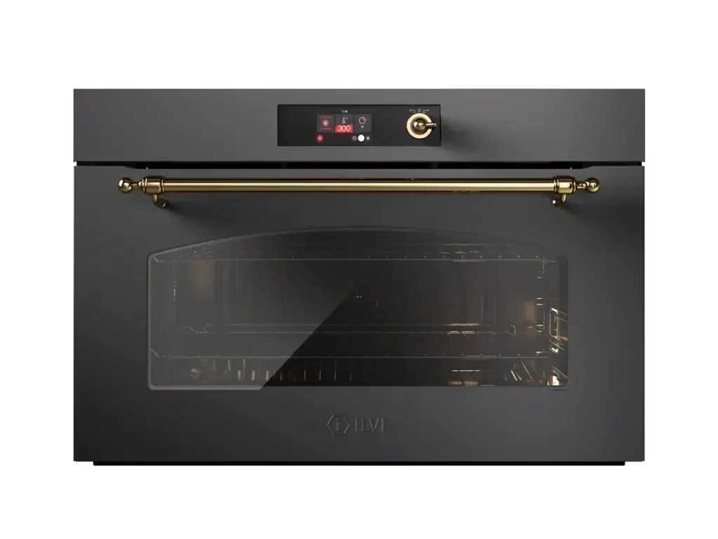 Falcon premium European black glass upright 1100mm induction cooker with gold handle