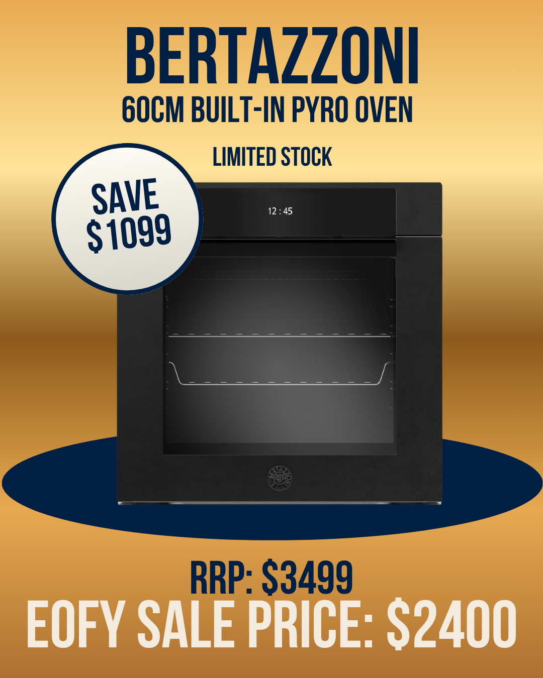 Bertazzoni 60cm Built-in Pyrolytic Oven - F6011MODPTN/23/T2 *Display Clearance*