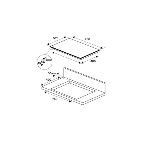 Bertazzoni 78cm Induction Cooktop 4 zone - P784IC1G5NE *Ex-Display*