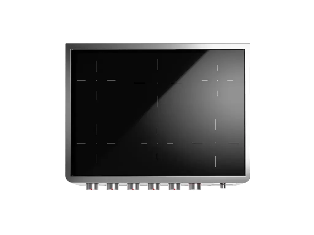 Falcon European glass black upright 1100mm induction cooker with modern control knobs