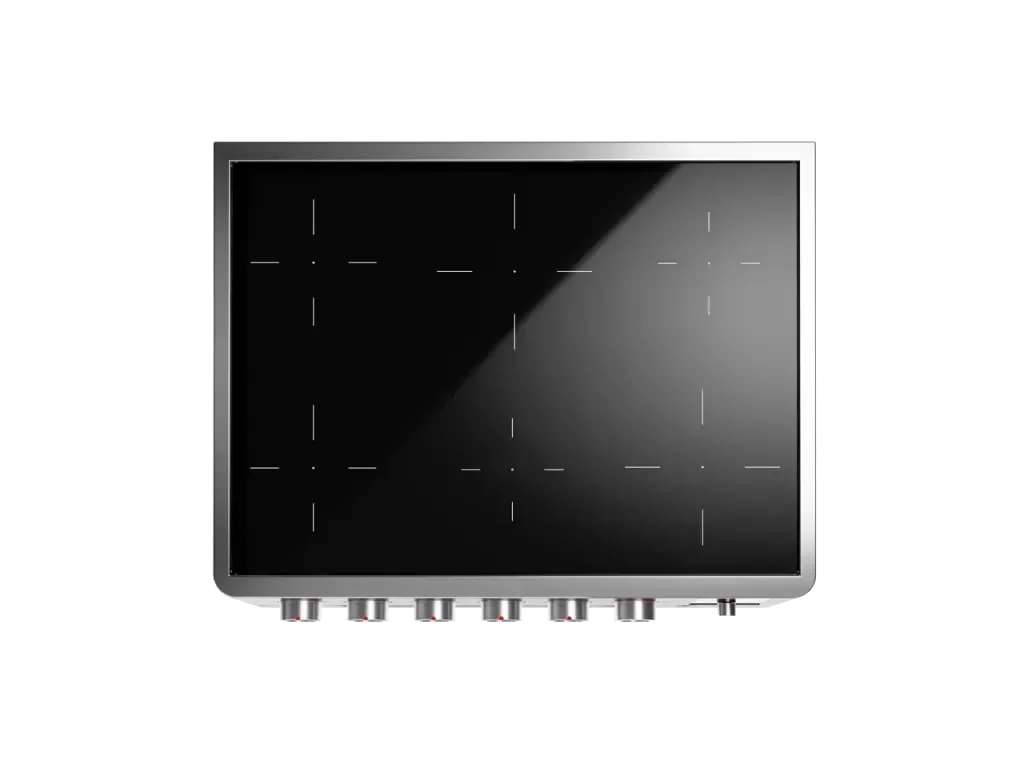 Falcon European glass black upright 1100mm induction cooker with modern control knobs