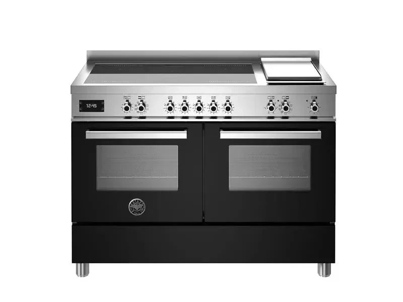 Falcon premium European glass black 1100mm induction cooker with dual ovens and control knobs