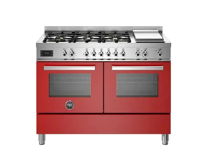 Falcon premium European glass black upright 1100mm induction cooker with red double ovens