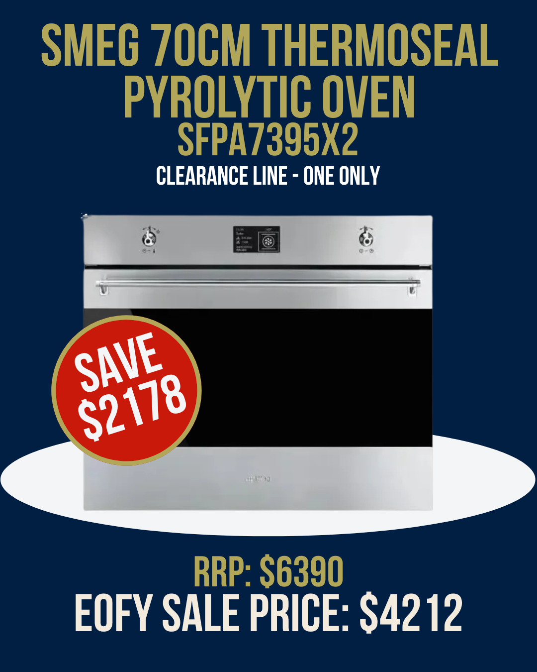 Smeg 70cm Thermoseal Pyrolytic Oven - Stainless Steel - SFPA7395X2 *Clearance Line*