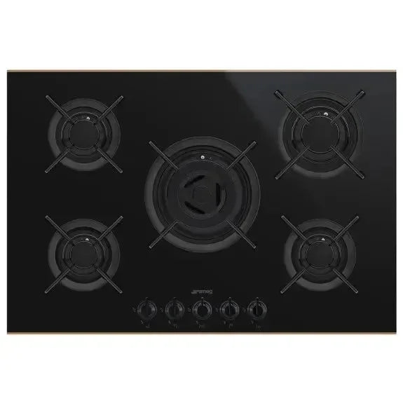 Smeg 75cm Dolce Stil Novo 5 Burner Cermaic Cooktop - Black with Copper
