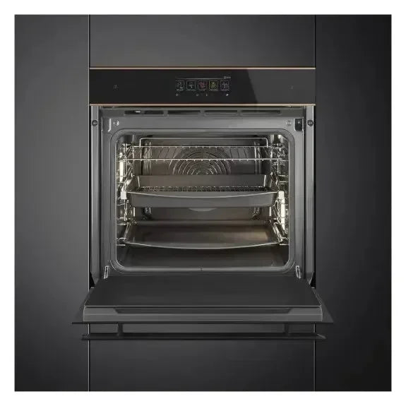 Falcon premium European glass black upright 1100mm induction cooker with open oven door