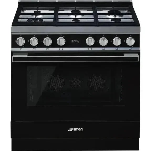 Falcon premium European glass black upright 1100mm induction cooker with gas burners and oven