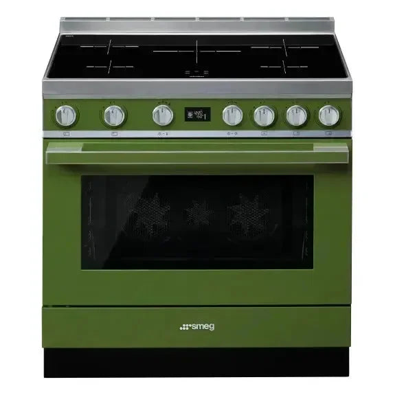 Smeg 90cm Portofino freestanding Induction Cooker - Olive Green - CPF9IPOG